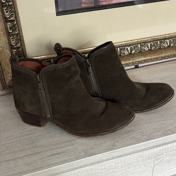 Lucky Brand Dark Brown Suede Ankle Booties - Picture 1 of 4